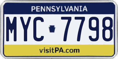 PA license plate MYC7798
