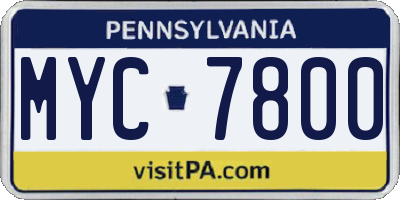 PA license plate MYC7800