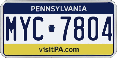 PA license plate MYC7804