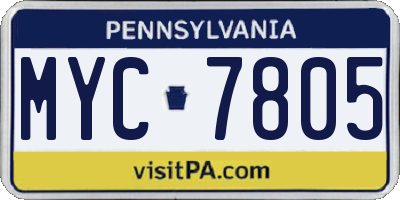 PA license plate MYC7805