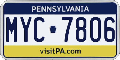 PA license plate MYC7806