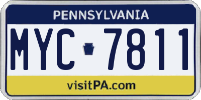 PA license plate MYC7811