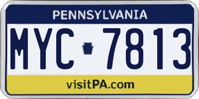 PA license plate MYC7813