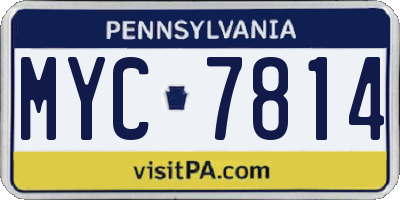 PA license plate MYC7814