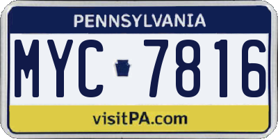 PA license plate MYC7816