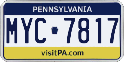 PA license plate MYC7817