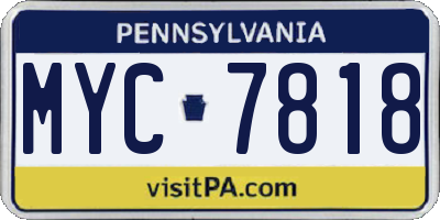 PA license plate MYC7818