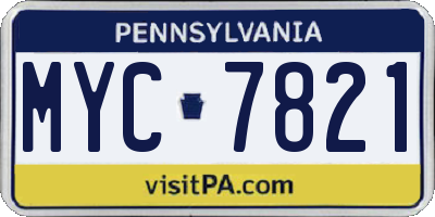 PA license plate MYC7821