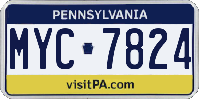 PA license plate MYC7824