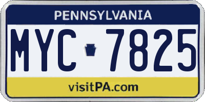 PA license plate MYC7825