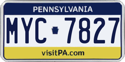 PA license plate MYC7827