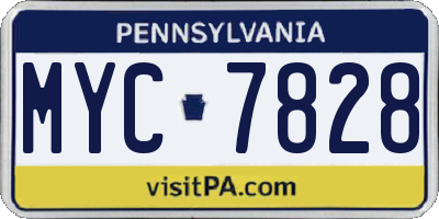 PA license plate MYC7828