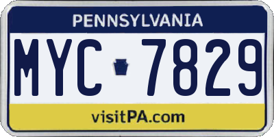 PA license plate MYC7829