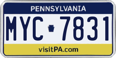 PA license plate MYC7831