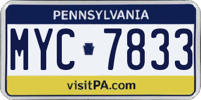 PA license plate MYC7833