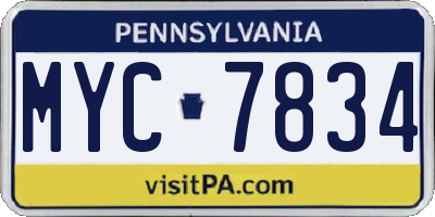 PA license plate MYC7834