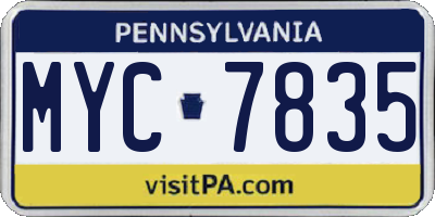 PA license plate MYC7835