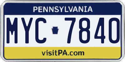 PA license plate MYC7840