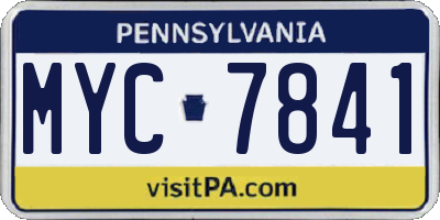 PA license plate MYC7841