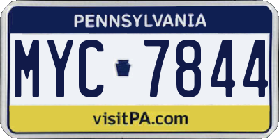 PA license plate MYC7844