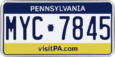PA license plate MYC7845
