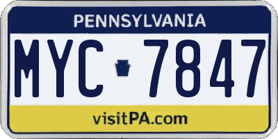 PA license plate MYC7847