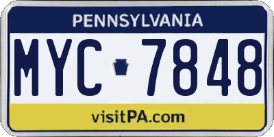 PA license plate MYC7848
