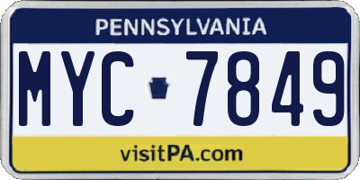 PA license plate MYC7849