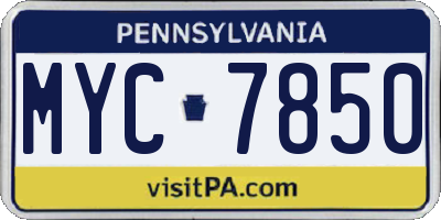 PA license plate MYC7850