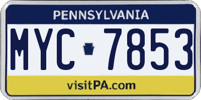 PA license plate MYC7853