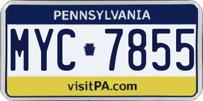 PA license plate MYC7855