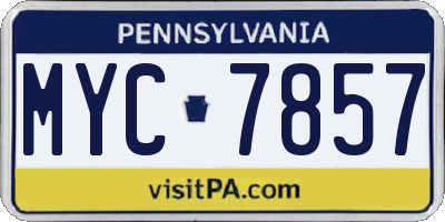 PA license plate MYC7857