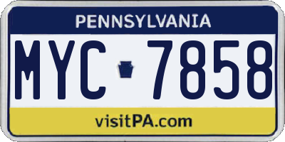 PA license plate MYC7858