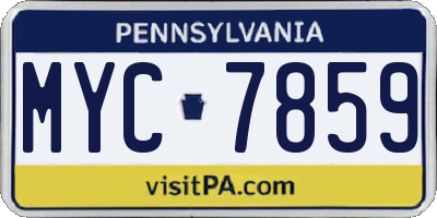 PA license plate MYC7859