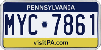 PA license plate MYC7861