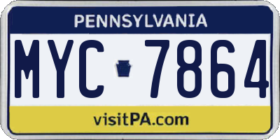 PA license plate MYC7864