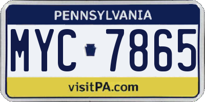 PA license plate MYC7865