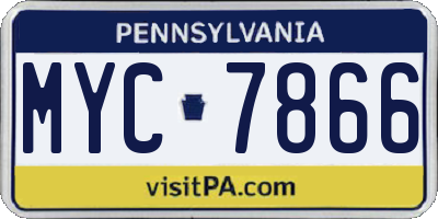 PA license plate MYC7866