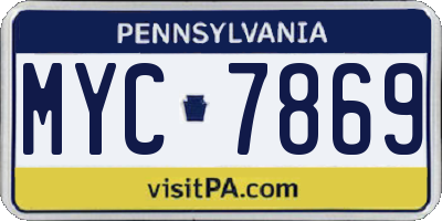 PA license plate MYC7869