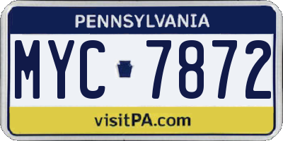 PA license plate MYC7872