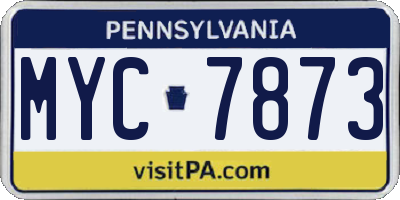 PA license plate MYC7873