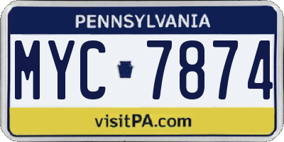 PA license plate MYC7874