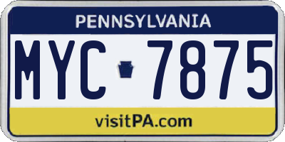 PA license plate MYC7875