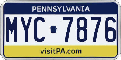 PA license plate MYC7876