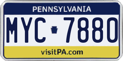PA license plate MYC7880