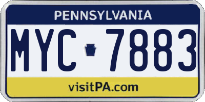 PA license plate MYC7883