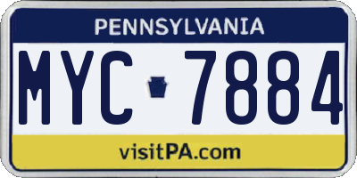 PA license plate MYC7884