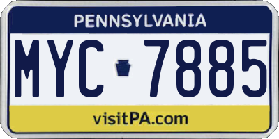 PA license plate MYC7885