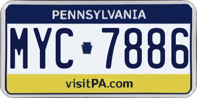 PA license plate MYC7886