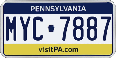 PA license plate MYC7887